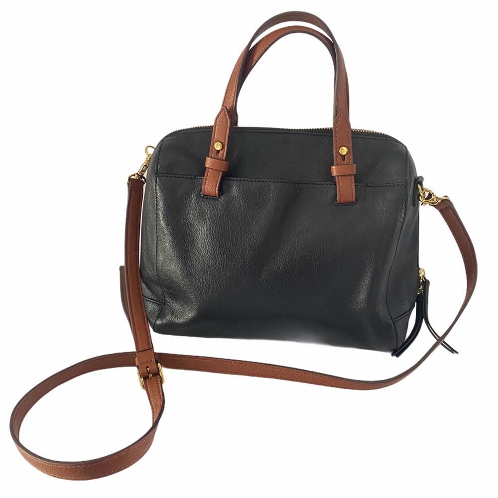 Fossil Black and Brown Leather Crossbody Satchel - Picture 5 of 15